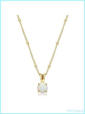 Sterling Silver Opal Pendant Station Necklace Gold Plated 18in